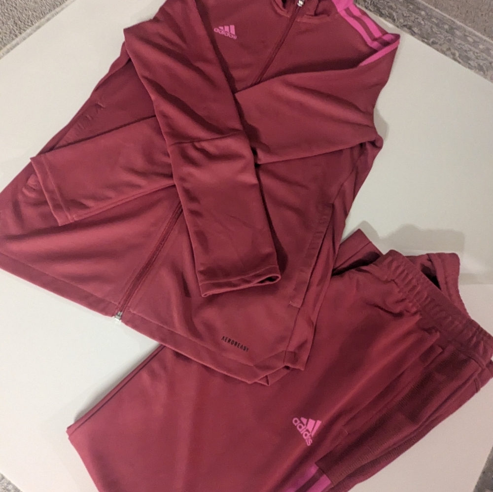 Adidas Maroon and Pink Track Suit
